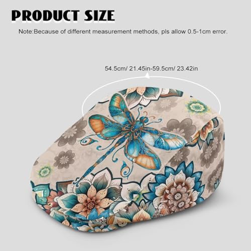 Newsboy Cap for Men Women Adjustable Flat Cap Gatsby Hat Retro Eight Panel Baker Boy Hat Lightweight Casual Cap - color: Teal Dragonfly Floral