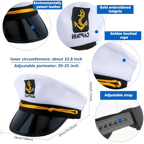 8 Pieces Captain Hats Adjustable White Sailors Navy Marine Admiral Caps for Yacht Theme Party Costume Accessory - color: Style 5