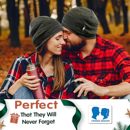 Lvaiz Winter Fleece Lined Beanie Hat for Men Women Reversible Skull Cap - color: Mixed Coffee+black