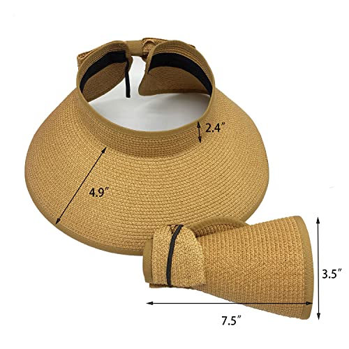 DOOVID Womens Summer Straw Hats Wide Brim Sun Hat UV Protection Visor Foldable Beach Hat for Women - color: White