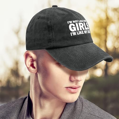 I'm NOT Like Other Girls I'm Like My DAD Cap Women Baseball Hat Adjustable Hats - color: Allblack