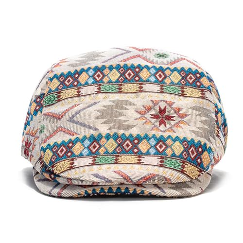 Cotton Newsboy Cap,Breathable Ivy Gatsby Cabbie Beret Hat for Men's Women Driving Hunting Golf - color: Ethnic Beige