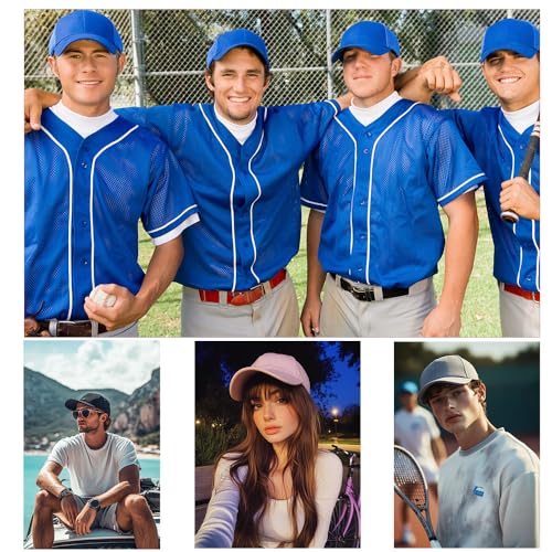 ZH Plain Adjustable Baseball Cap - Lot of 12 Unisex Blank Design Caps - color: Colour Mixture
