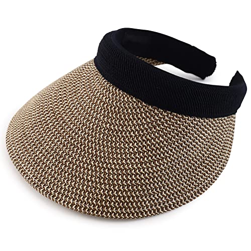Armycrew Braided 4 Inch Toyo Brim Clip On Visor with Sweatband - color: Khaki Black