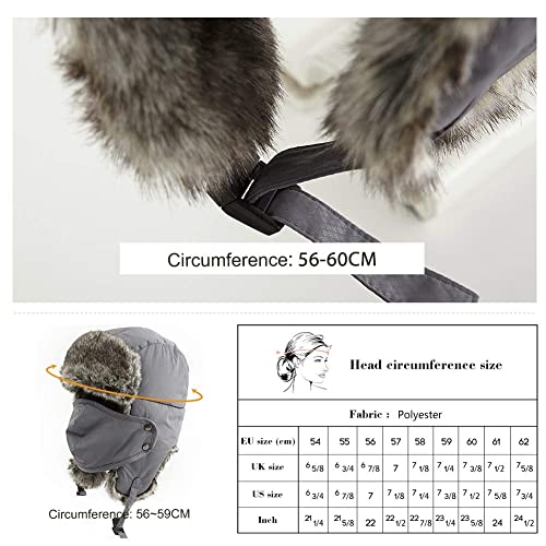 Jeff & Aimy Stylish Plaid Winter Wool Trapper Faux Fur Earflap Hunting Hat Ushanka Russian Cold Weather Thick Lined 55-61CM - color: 67217#grey, size: Large