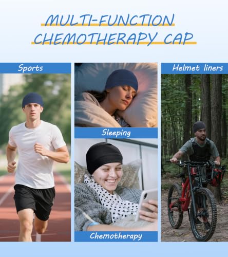 Cotton Skull Cap Sleep Cap Beanie Helmet Liner for Men Women - color: Set A-black,dark Gray,navy