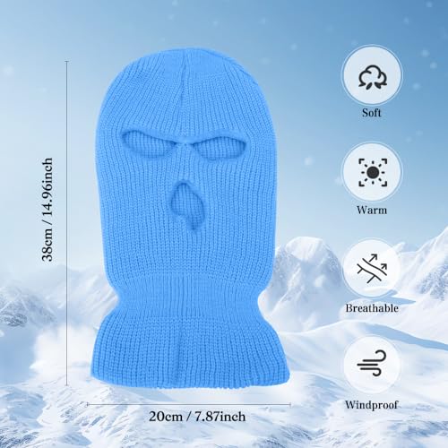 3 Hole Ski Mask, Knitted Balaclava Face Mask, Winter Full Face Mask Cover for Winter Outdoor Sports - color: Blue
