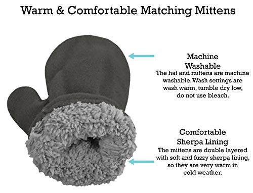 N'Ice Caps Toddler Baby Boys Flap Hat Mitten Set Fleece Sherpa Lined - color: Gray, size: 6-18 Months