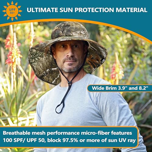 Solaris Small‑Head‑Fit Sun Hat with Neck Flap for Men & Women - color: Pine Woodland Camo, size: One Size