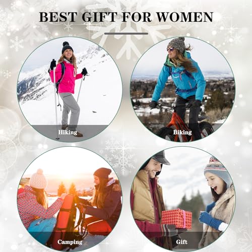 FENELY Women's Knitted Warm Beanie Winter Hat, Warm Chunky Snow Hat with Pompom - color: Purple