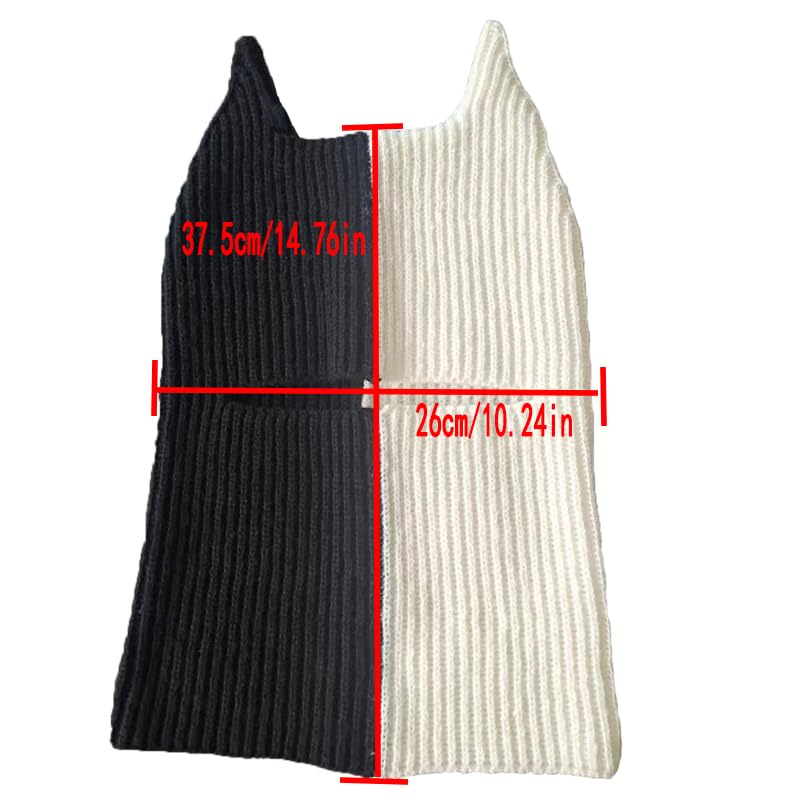 LOLAT Funny Horn Balaclava Ski Mask with Ears Full Face Hat Winter Warm Beanies Halloween Costume Men/Women - color: Black-white