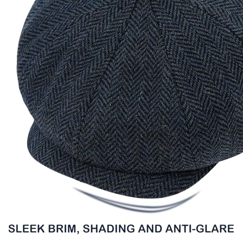 Toddler Boys Vintage Newsboy Cap Kids Tweed Ivy Drivers Flat Cap Infant Beret Hat - color: 2-dark Blue, size: 2-3T