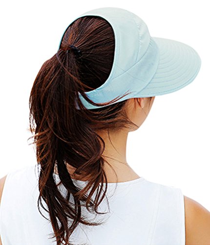 Sun Hats for Women Wide Brim UV Protection Sun Hat Summer Beach Packable Visor - color: Sky Blue