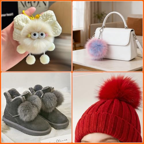 24 Pcs 2.8 Inch Faux Fur Pom Poms for Hats with Elastic Loop - color: Red-24PCS