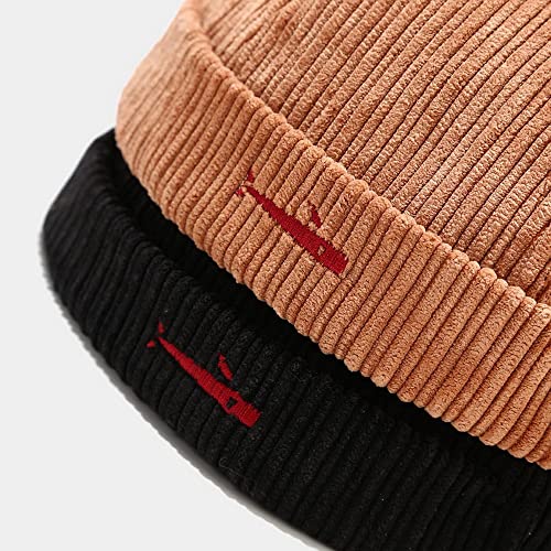Stylish Corduroy No Brim Harbour Skull Cap with Strap - color: 60-army Green