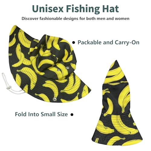 Funny Sun Hat for Men Women Wide Brim Bucket Hat Hiking Boonie Hat Summer Beach Fishing Caps - color: Banana