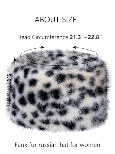 sy soul young Women's Winter Faux Fur Cossak Russian Style Hat Warm Cap - color: Black Leopard