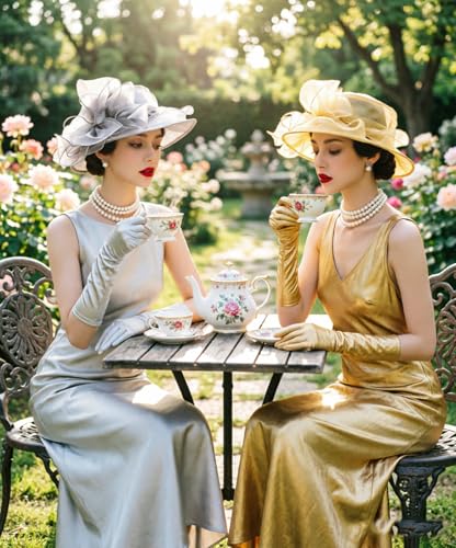 ORIDOOR Women's Organza Cloche Bowler Hat Derby Fascinator for Tea Party Bridal Wedding Hat - color: 011c1-golden