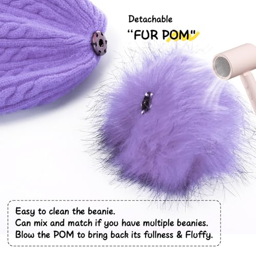 Kids Knit Winter Hats Skiing Beanie Caps with Earflap for Girls Boys Age 3-14 - color: Purple, size: 3-8 Years