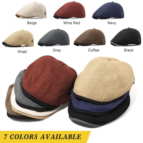 Xinveen British Retro Newsboy Hat Breathable Painter Hat Adjustment Beret Ivy Cap Irish Cabbie Driving Hunting Hats - color: Wine Red