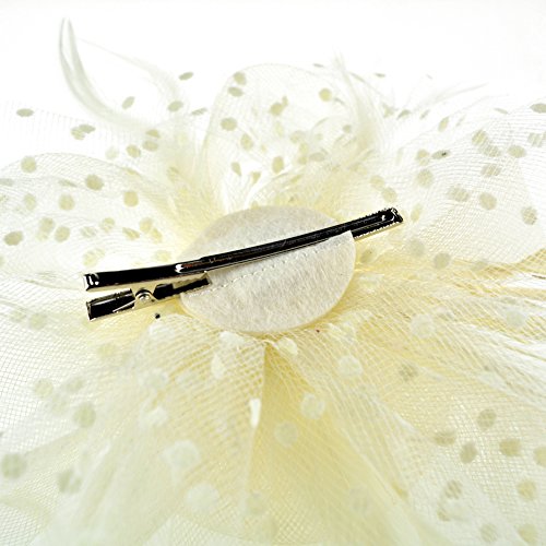 AQOKKA Women Fascinators Hats Flower Fascinators with Headband and Clip Tea Party Headwear for Women and Girls - color: 1 Pc 7" Diameter / Beige a