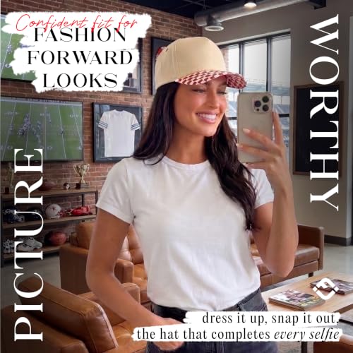 Funky Junque Trucker Snapback Hat - color: Checker Print - Red/Beige
