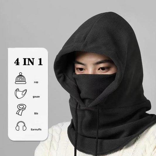 Winter Fleece Ski Mask for Men Women Balaclava Face Mask Windproof Thermal Hood Winter Full Face Neck Cover Warmer - color: Black No Logo