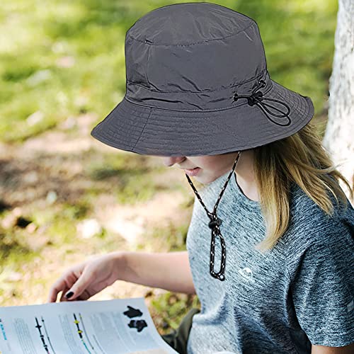 Waterproof Bucket Hat for Women and Men - UV Protection Beach Sun Hat Fishing Safari Boonie Hat Rain Hat Adjustable Packable - color: Grey - Waterproof