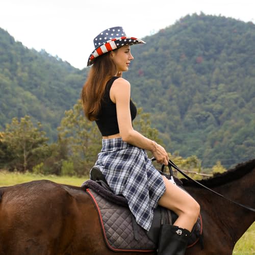Straw Cowboy Hat for Men and Women Cowgirl Cowboys Cowgirls Woven Crease for Western Gift Gifts - color: White Blue Hat
