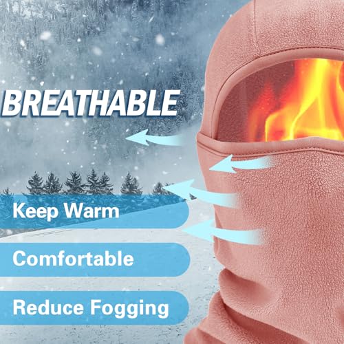 Balaclava Ski Mask for Men & Women - Winter Face Mask with Multiple Wear Styles - for Outdoor Sports & Cold Weather - color: Dark Pink