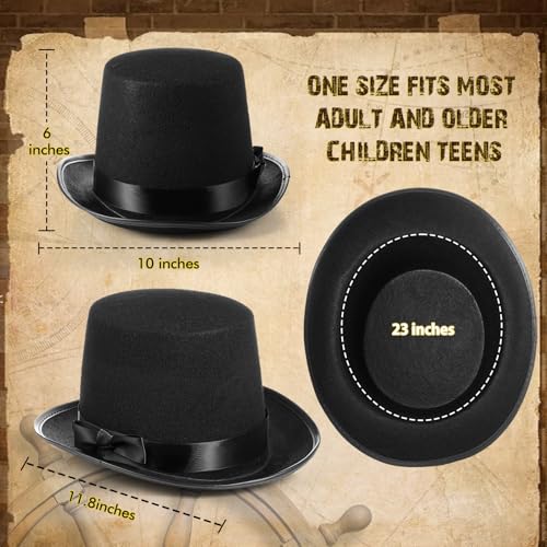 Black Tall Felt Top Hat Halloween Party Hat - style: Bow Style
