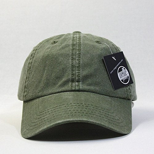 Plain Washed Cotton Adjustable 6 Panel Dad Hat Baseball Cap - color: Olive Green