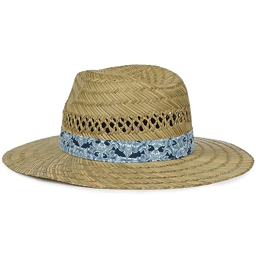 Outdoor Cap Safari Straw Sun Hat – Wide Brim Vented Crown with Band, One Size