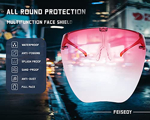 FEISEDY Full Face Shield Sunglasses – Anti-Fog UV400 Mirror Visor - color: 007 Gradient Pink