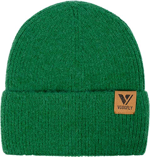 Vgogfly Beanie Men Slouchy Knit Skull Cap Warm Stocking Hats Guys Women Striped Winter Beanie Hat Cuffed Plain Hat - color: Green
