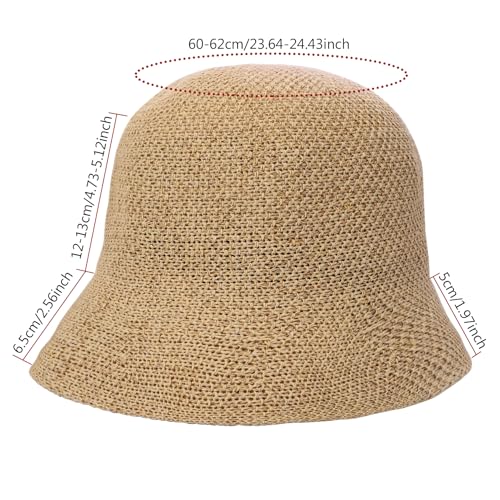 MILAKOO Crochet Bucket Hat Knit Braided Floppy Soild Color Cap for Women Foldable Sun Bowler Hat - color: C2: Brown