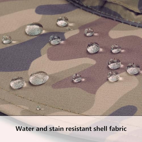 BASSDASH UPF 50+ Fishing Sun Hat Water Resistant Unisex Wide Brim Bucket Boonie Hat for Hiking Camping Safari FH15 - color: Earth Camo, size: Large