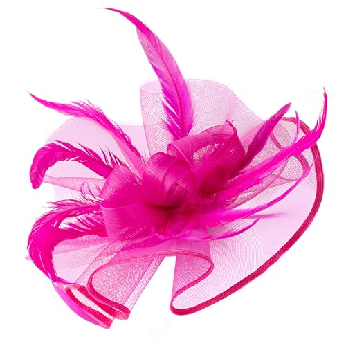 dressfan Womens Fascinator Hat Headpiece Vintage 20s 50s Accessories Headband for Derby/Wedding/Cocktail/Wedding/Tea Party - color: Fushia