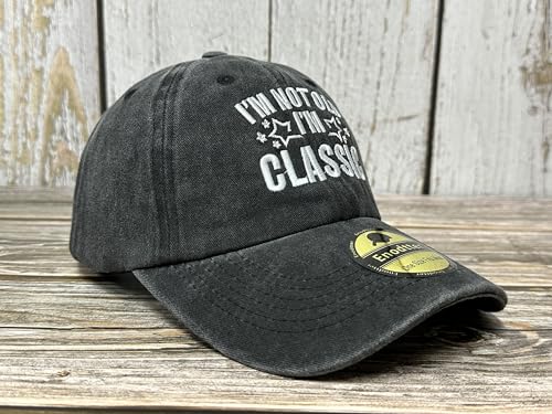 Embroidered Baseball Caps for Men and Women - color: I'm Not Old I'm Classic (Washed Black)