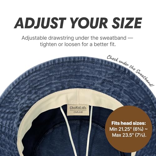 Hot Summer Bucket Hat - Trendy Cotton Sun Hat for Beach, Golf, Fishing - color: Dark Denim
