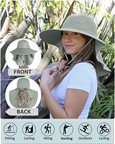 Tirrina Women's Sun Hat Wide Brim, UV Protection Sun Hats for Women - color: Grey W/ Floral Ribbon