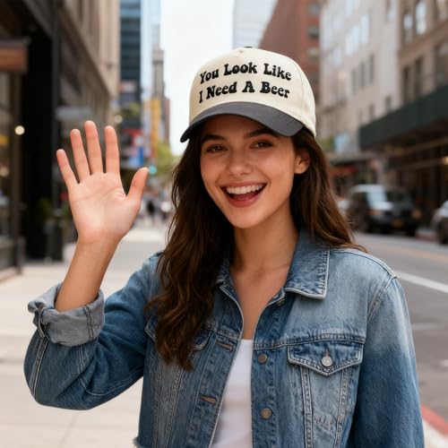 Vintage Canvas Embroidery Funny Hats Put It On My Husband's Tab Hat Adjustable Baseball Cap for Men Women - color: Black-you Look Like I Need a Beer-a