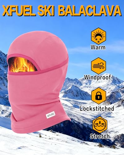 Winter Balaclava Ski Mask Warm and Fleece Full Face Cover for Men Women Cold Weather Skiing Motorcycle Neck Warmer - color: Rose Pink