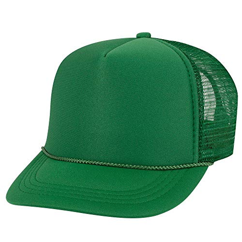 OTTO Polyester Foam Front Youth 5 Panel High Crown Trucker Hat - color: Kelly