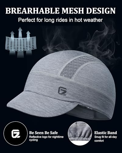 GADIEMKENSD Cooling Cycling Cap, Skull Cap Helmet Liner with Flip Brim, Sun Protection Running Under Helmet for Men Women - color: Light Grey