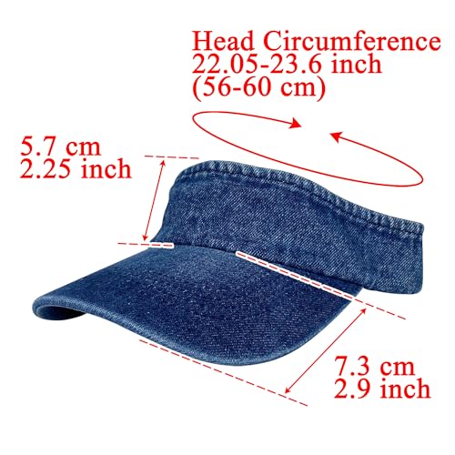 Sun Visors Hat Women Jean Denim Retro Sports Cap Summer Golf Beach Tennis Adjustable Hats - color: Blue