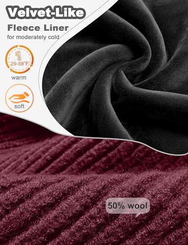 Fleece Lined Wool Short Fisherman Beanie Men Women Cuff Winter Hat - color: 1pc-winered