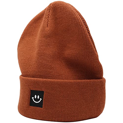 55cube Unisex Winter Beanie Hats Warm Thick Knit Cuffed Skullcaps - color: Caramel