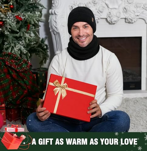 Wmcaps Winter Fleece Lined Beanie & Neck Warmer Set for Men - color: Brown