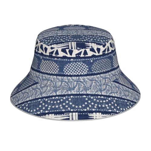 Bucket Hat Beach Summer Sun Hat Reversible Fisherman Hats Double Sided Wearing for Women Men Boys Girls - color: Vintage Blue Denim Pattern Patchwork Cute, size: One Size